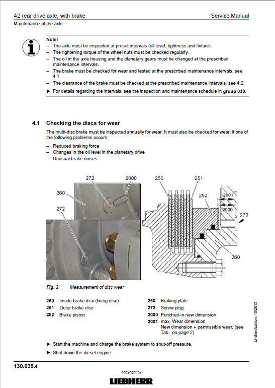 Liebherr TA 230, TA 240 Articulated Truck Service Manual
