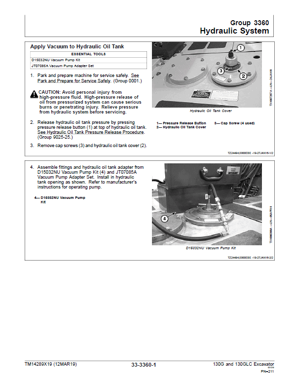 John Deere 130G, 130GLC Excavator Technical Manual (SN. D040001-) Workshop Guide