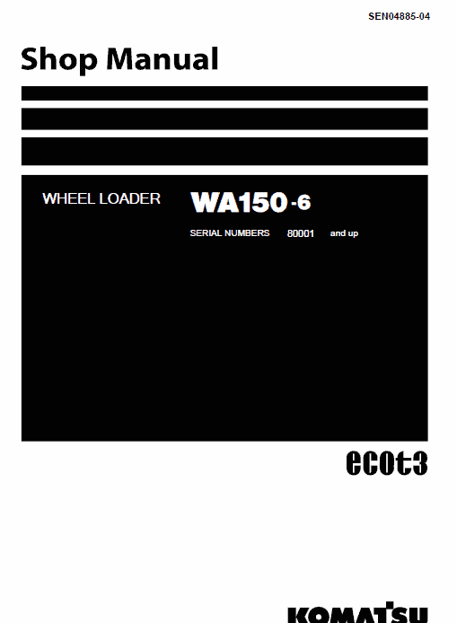 Komatsu WA150-6 Wheel Loader Service Manual Workshop Guide