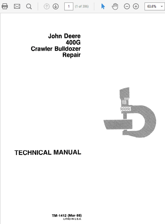 John Deere 400G Crawler Bulldozer Repair Technical Manual (TM1411 and TM1142) Workshop Guide