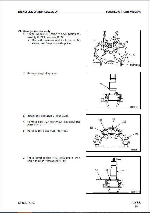 Komatsu D61EX-12, D61PX-12 Dozer Service Manual Workshop Guide