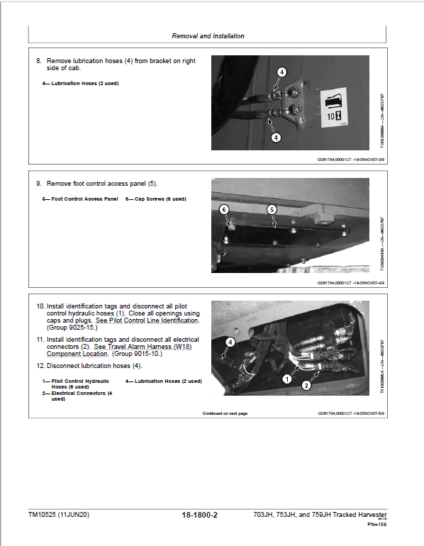 John Deere 703JH, 753JH, 759JH Harvester Repair Manual (S.N before – 220452) Workshop Guide
