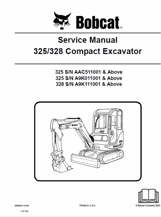 Bobcat 325 and 328 Compact Excavator Service Manual Workshop Guide