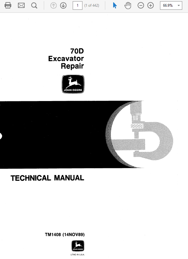 John Deere 70D Excavator Technical Manual (TM1407 and TM1408) Workshop Guide