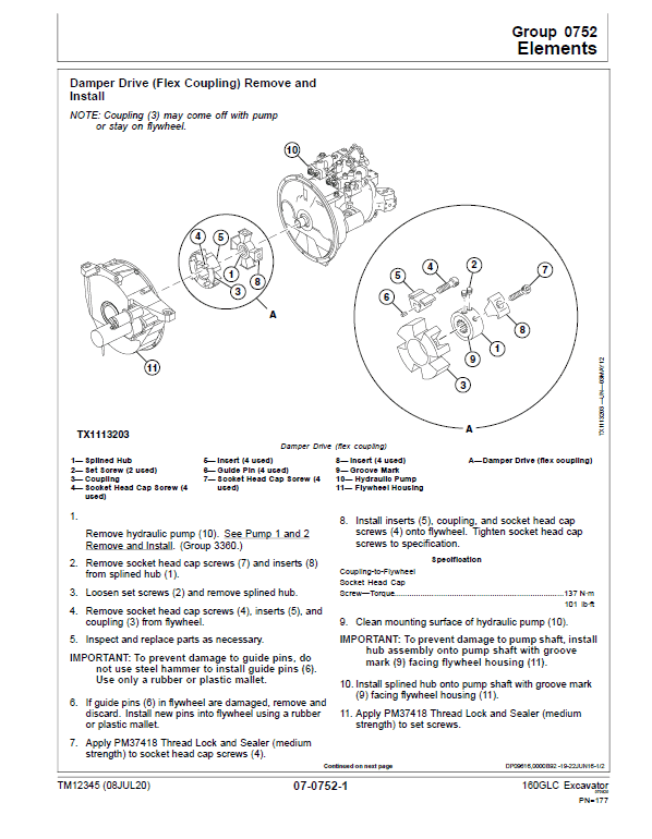 John Deere 160GLC Excavator Repair Technical Manual (S.N after E055001 -) Workshop Guide