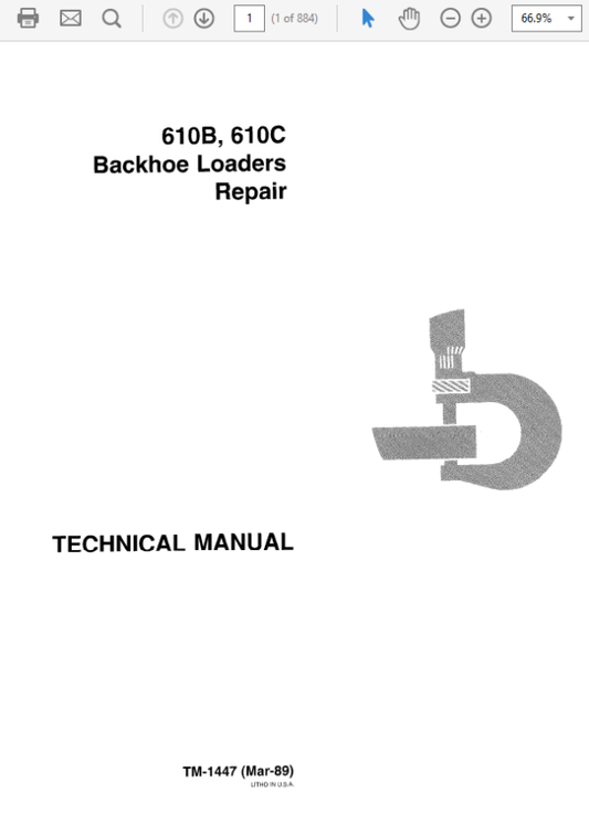 John Deere 610B, 610C Backhoe Loaders (TM1446 and TM1447) Workshop Guide