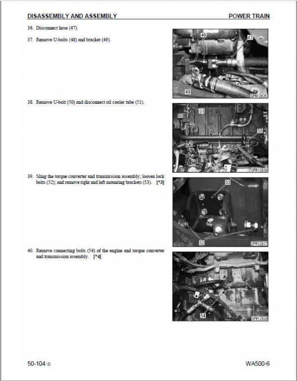 Komatsu WA500-6, WA500-6R, WA500-6, WA500-6RR Wheel Loader Service Manual Workshop Guide