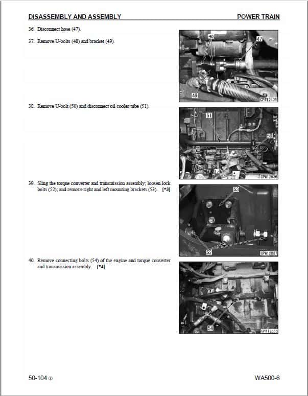 Komatsu WA500-6, WA500-6R, WA500-6, WA500-6RR Wheel Loader Service Manual Workshop Guide