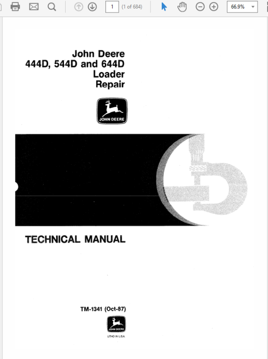 John Deere 444D, 544D and 644D Loader Technical Manual (TM1341) Workshop Guide
