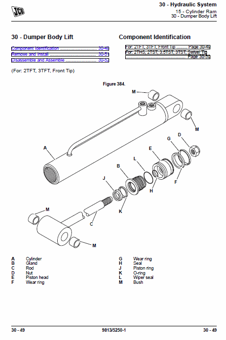 JCB 2TFT, 2THS, 2TST, 3.5TST, 3TFT, 3TST Site Dumper Thwaites Service Manual Workshop Guide