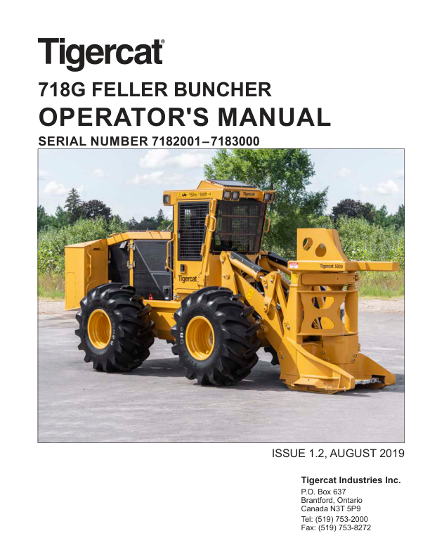 Tigercat 718G Feller Buncher Repair Service Manual (SN 7182001 – 7183000)