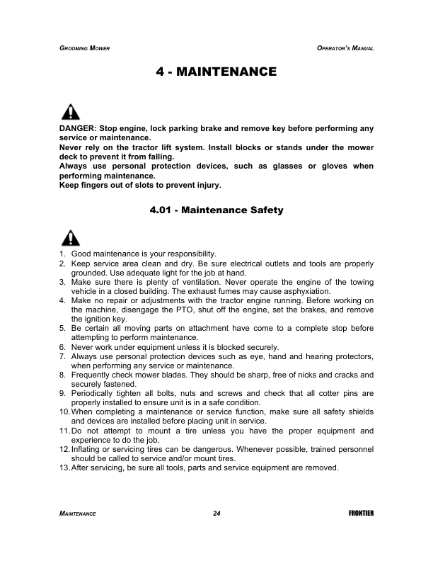 John Deere Frontier Grooming Mowers – GM2060, GM2072, GM2084 (North America) Operator’s Manual (5BP960384B) Workshop Guide