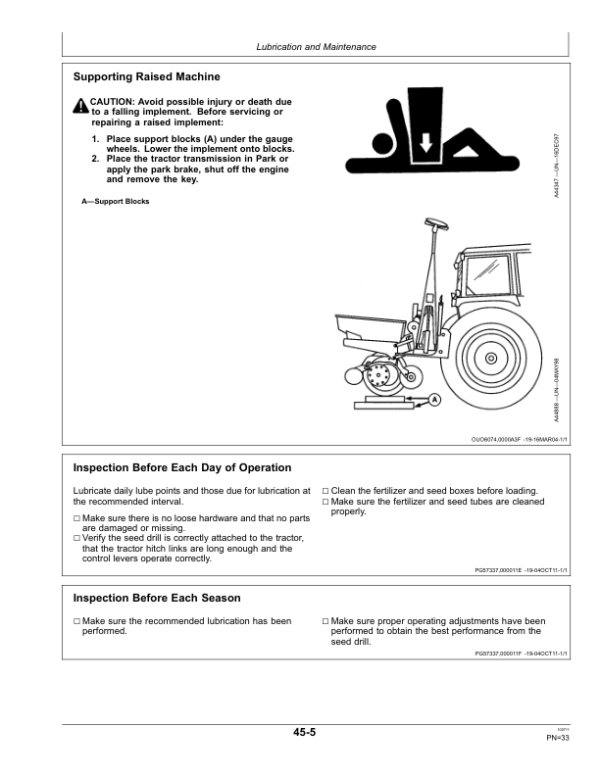 John Deere SD1009, SD1011, SD1013, SD1009G, SD1011G, SD1013G Seed Drill Operator’s Manual (5DMM99100) Workshop Guide