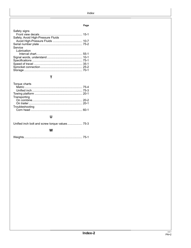 John Deere MH1006 Corn Headers Operator’s Manual (5DMOMMH1006) Workshop Guide