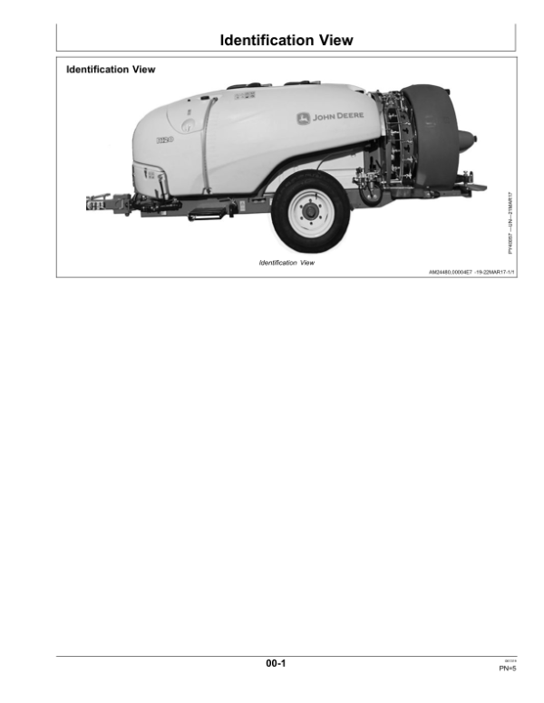 John Deere M110, M115, M120, M130,M220, M230,R110, R115, R120, R130 Trailed Bush, Tree Sprayer Operator’s Manual (5FD0001MJD) Workshop Guide