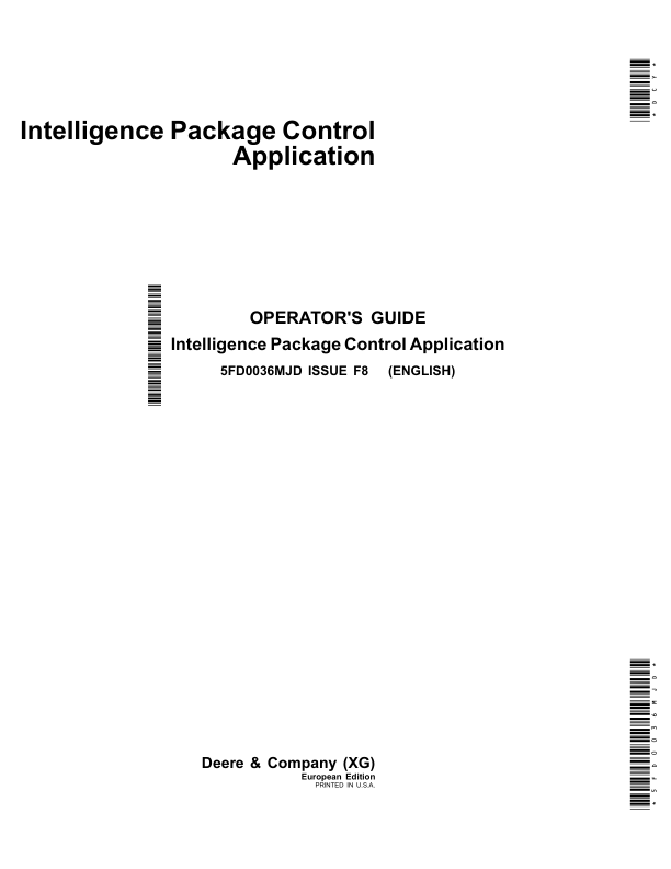 John Deere Intelligence Package Control Application Operator’s Manual (5FD0036MJD) Workshop Guide