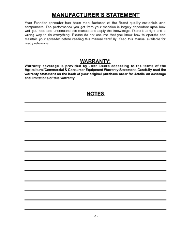 John Deere MS1112 Manure Spreader Operator’s Manual (5HP71215) Workshop Guide