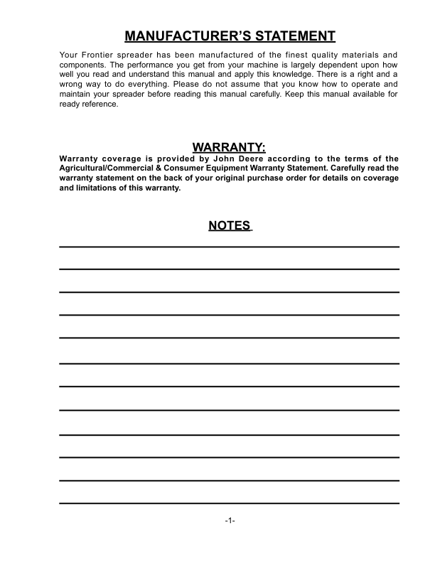 John Deere MS1112 Manure Spreader Operator’s Manual (5HP71215) Workshop Guide