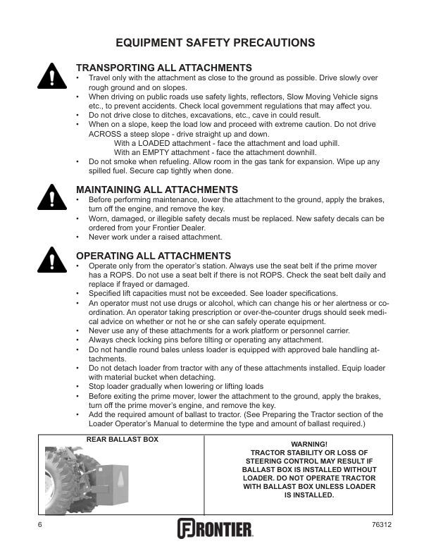 John Deere AB16, AB17, AE11, AF11, AF12, AG10, AH11, AS10 & AS11 Specialty Loader Attachments Operator’s Manual (5MP76312) Workshop Guide
