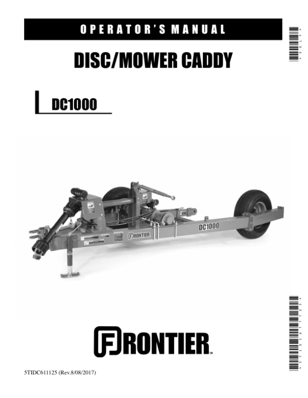 John Deere DC1000 Disc Mower  Operator’s Manual (5TIDC611125) Workshop Guide