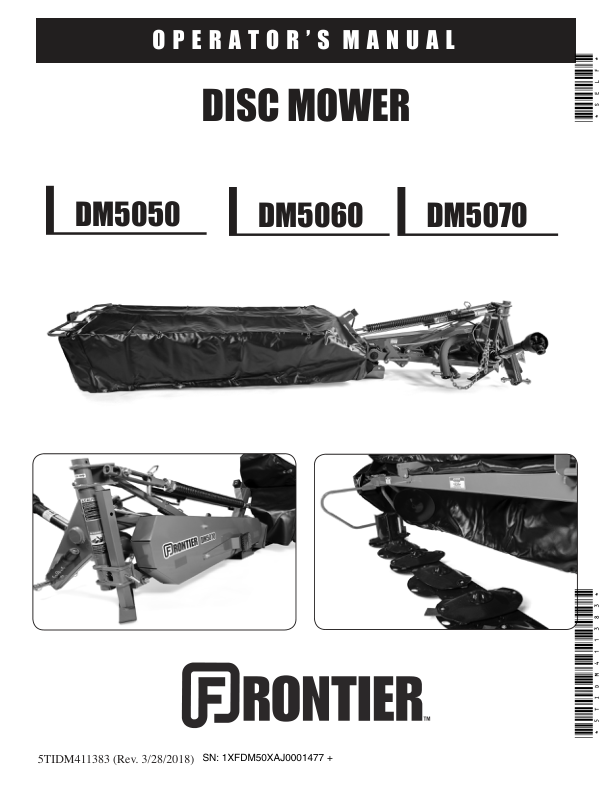 John Deere DM5050, DM5060 & DM5070 Disk Mowers Operator’s Manual (5TIDM411383) Workshop Guide