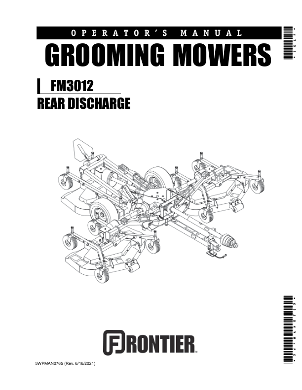 John Deere FM3012 Rear Discharge Grooming Mowers Operator’s Manual (5WPMAN0765) Workshop Guide