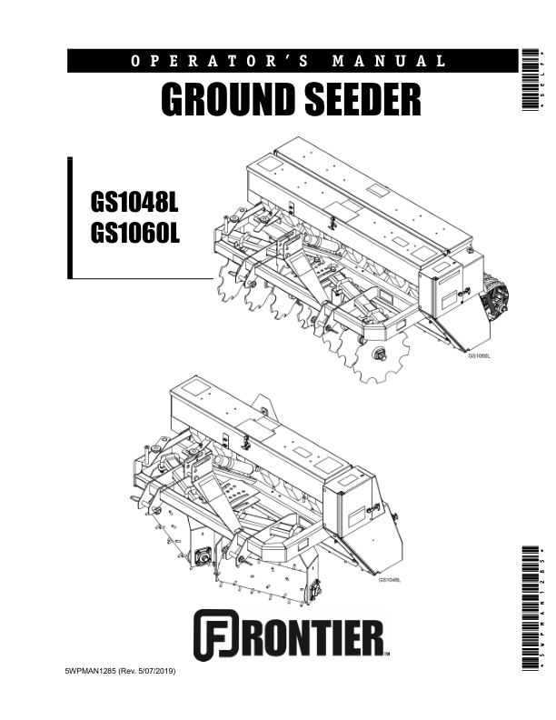 John Deere GS1048L, GS1060L Ground Seeder Operator’s Manual (5WPMAN1285) Workshop Guide