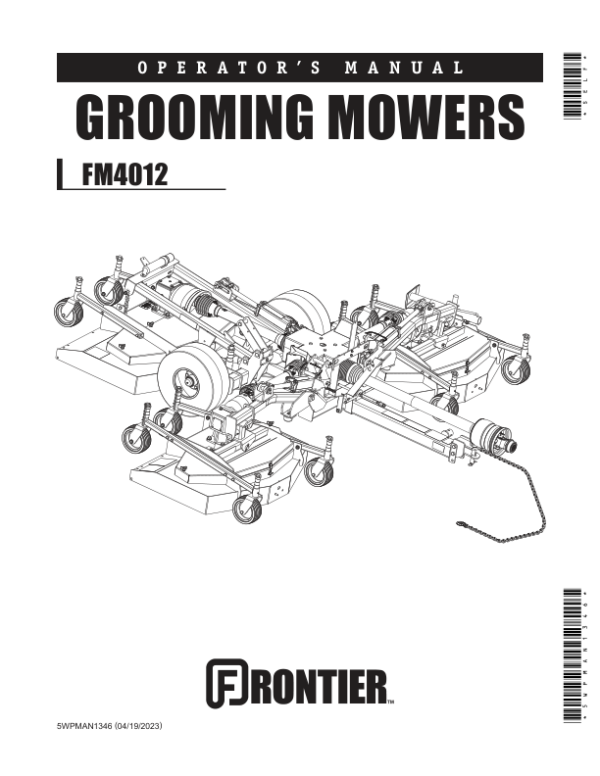 John Deere FM4012 Frontier Grooming Mowers  Operator’s Manual (5WPMAN1346) Workshop Guide