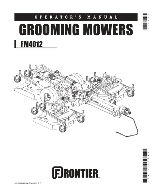 John Deere FM4012 Frontier Grooming Mowers  Operator’s Manual (5WPMAN1346) Workshop Guide