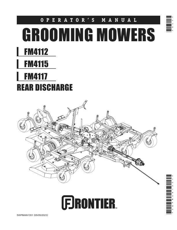 John Deere FM4112, FM4115, FM4117 Grooming Mowers Operator’s Manual (5WPMAN1351) Workshop Guide