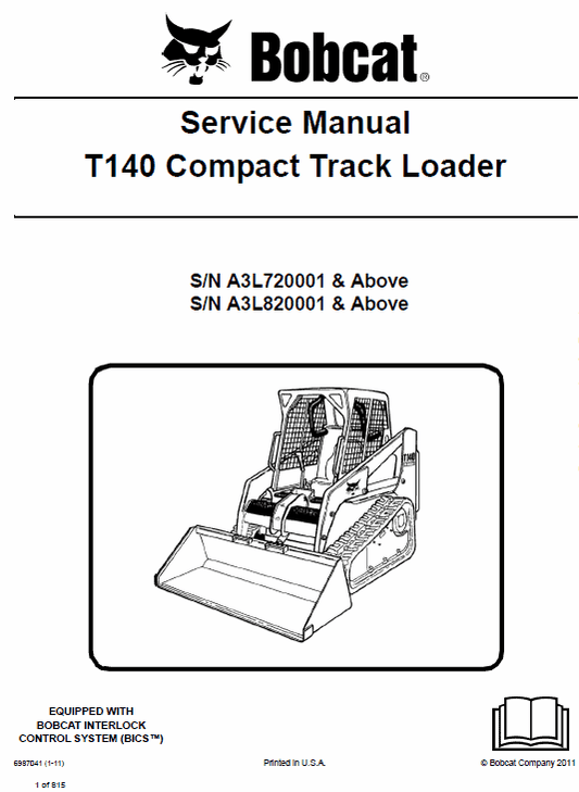Bobcat T140 Compact Loader Service Manual Workshop Guide