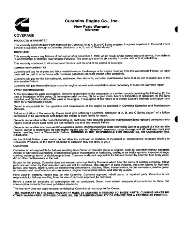 John Deere 6C, 6CT, 6CTA8.3 Series Cummins Engines Parts Catalog Manual Workshop Guide