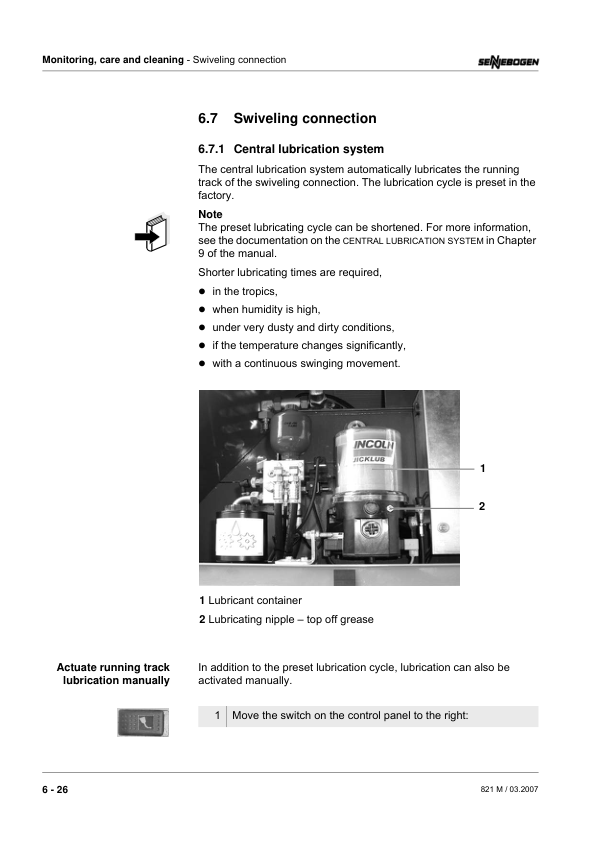 Sennebogen 821.0.1278 Operators, Maintenance and Parts Manual Workshop Guide