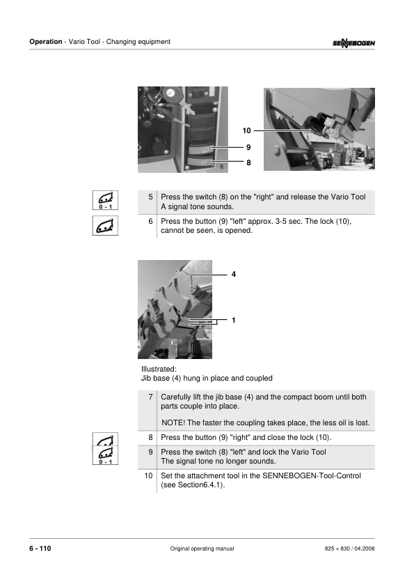 Sennebogen 825.0.1338 Operators, Maintenance and Parts Manual Workshop Guide
