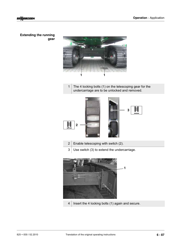 Sennebogen 825.0.1408 Operators, Maintenance and Parts Manual Workshop Guide