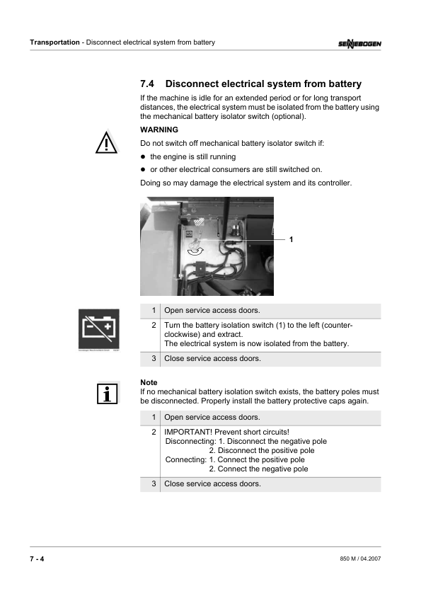 Sennebogen 850.0.227 Operators, Maintenance and Parts Manual Workshop Guide