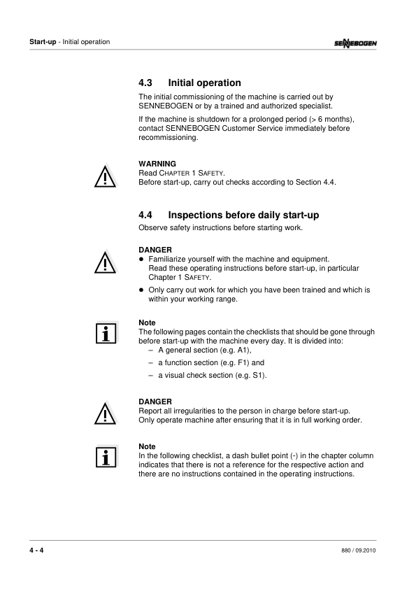 Sennebogen 880.7.123 Operators, Maintenance and Parts Manual Workshop Guide