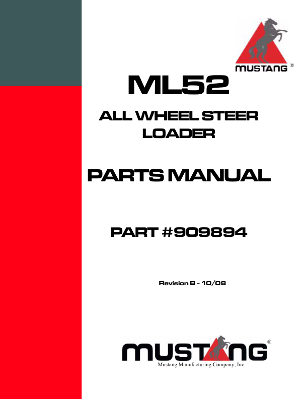 Mustang ML52 Wheel Loader Service Manual Workshop Guide