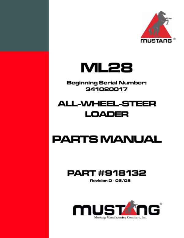 Mustang ML28 Wheel Loader Service Manual Workshop Guide