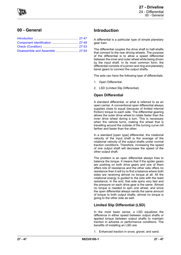 JCB SD55 Steer Drive Axles Service Repair Manual
