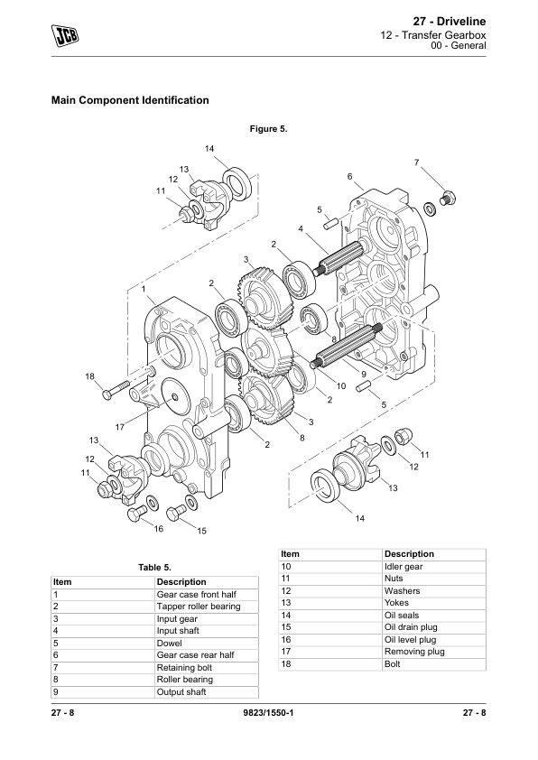 JCB TG300, TG310 Transfer Gearbox Service Repair Manual