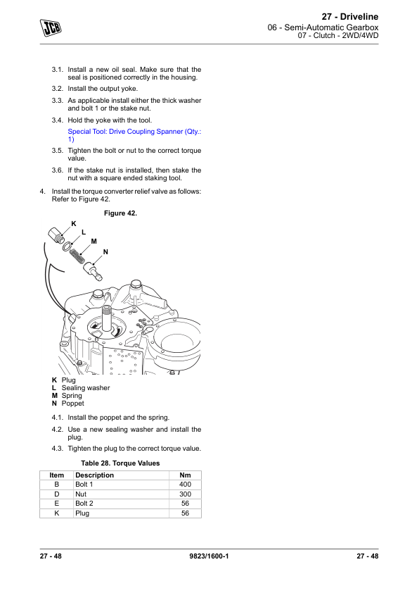 JCB PS760, PS764, PS766 Powershift Transmission Repair Manual