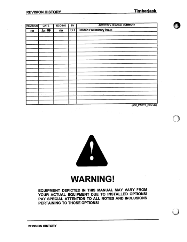 Timberjack 4500 Delimber Loader Attachments Parts Catalog Manual Workshop Guide