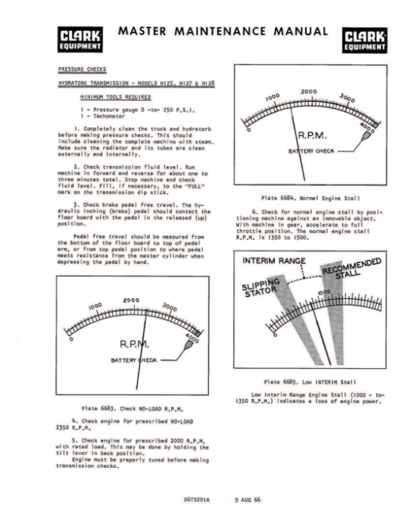 Clark C500-Y20, C500-Y25, C500-YS30 Forklift Overhaul Manual Workshop Guide