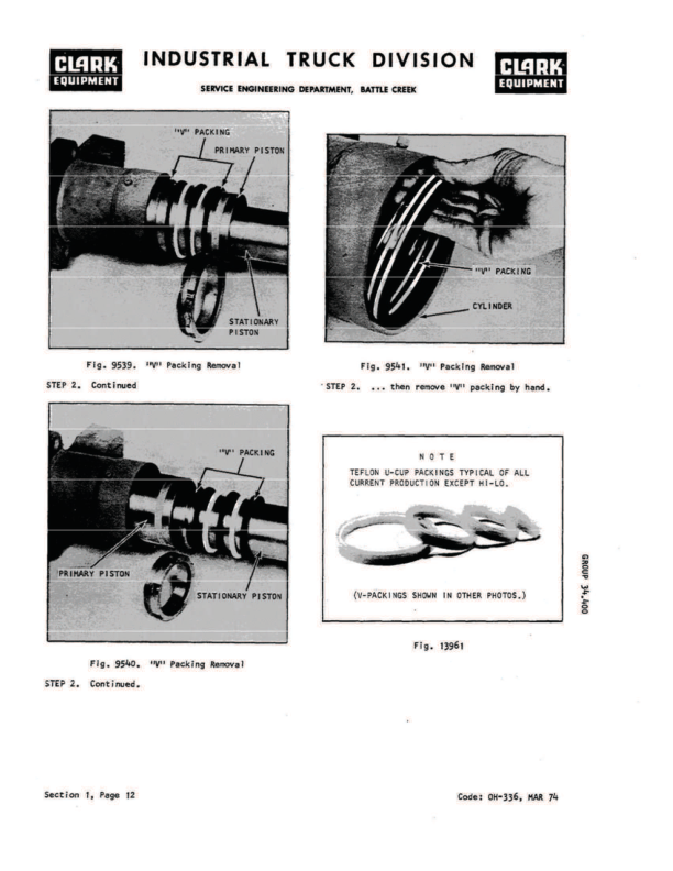 Clark C500-20, C500-25, C500-S30 Forklift Overhaul Manual Workshop Guide