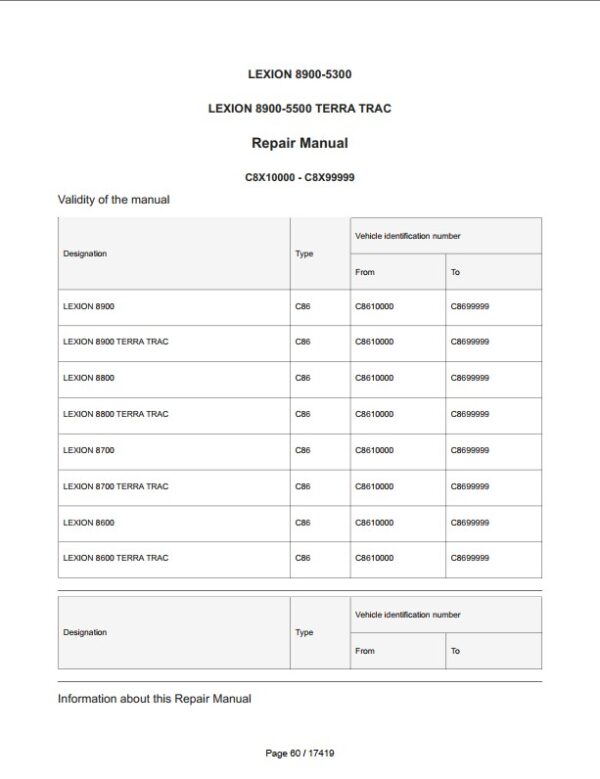 CLAAS 6900, 6800, 6700, 6600 (C84) Operators, Technical, Repair Manual Workshop Guide
