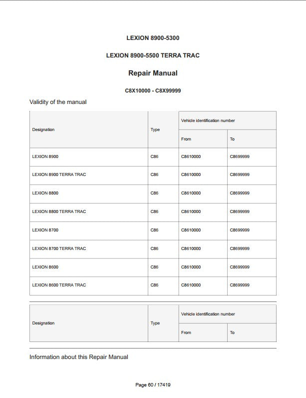 CLAAS 6900, 6800, 6700, 6600 (C84) Operators, Technical, Repair Manual Workshop Guide