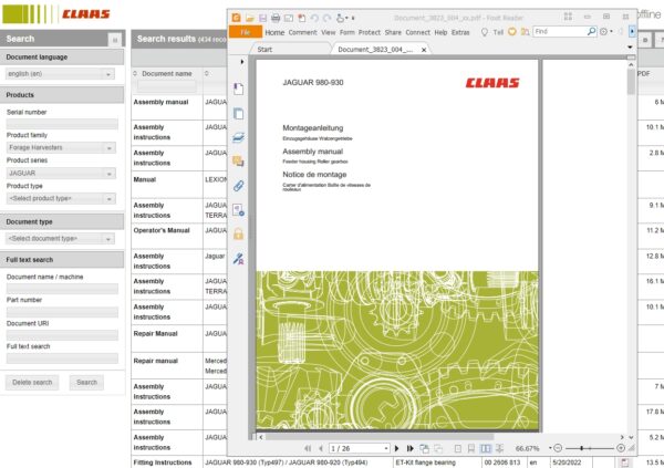 CLAAS WebTIC Repair Manual and Parts Manual 05 2023