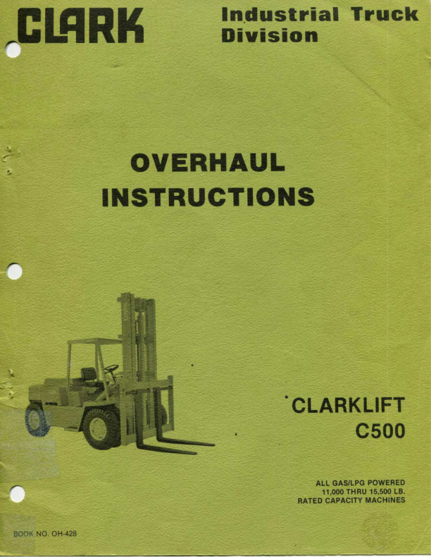 Clark C500-Y110, C500-Y135, C500-Y155 Forklift Service Repair Manual Workshop Guide