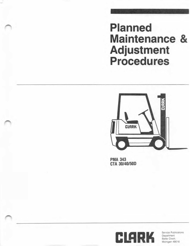 Clark CTA30, CTA40, CTA50D Forklift Service Repair Manual Workshop Guide